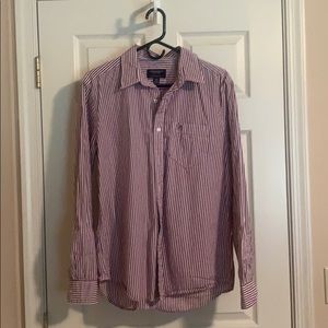 American Eagle Button Down Red Stripes Medium